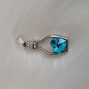 Beautiful Blue Crystal Heart Bottle Pendant 💙